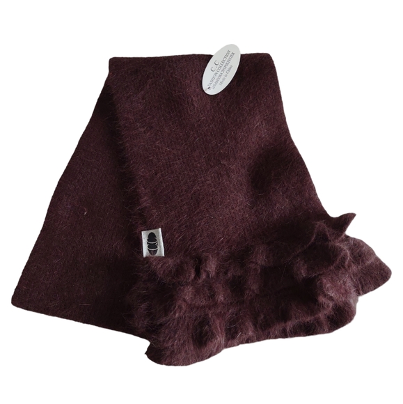 NWT C.C. Fashion Collection Brown Angora Blend Ruffle One Size Scarf - Picture 1 of 9